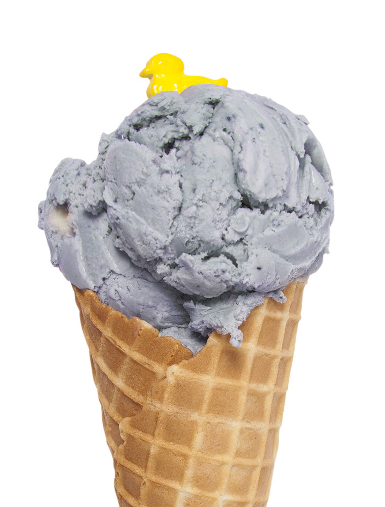 Ice cream cone with Blueberry Bliss flavour ice cream