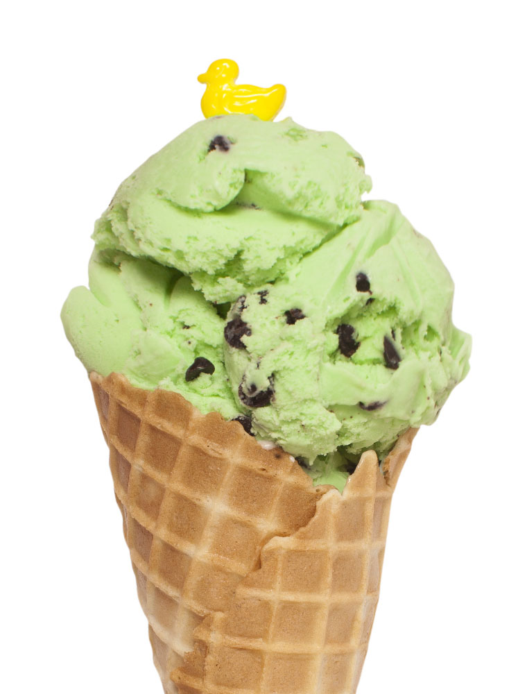 Ice cream cone with Mink Chocolate Chip flavour ice cream